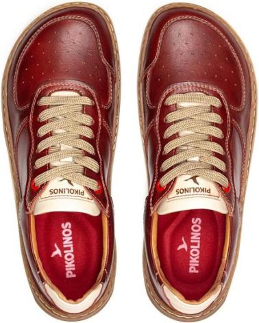 PIKOLINOS ARANJUEZ U9F-3636C2 BARFUSS-SNEAKER AUS LEDER MIT SCHNÜRSENKELN ROT OCKER VARIOS COLORES
