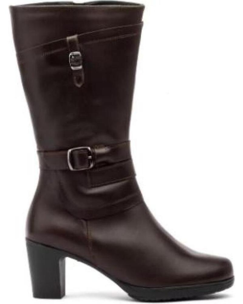 JAM BROWN LEATHER BOOTS WITH HEEL AND BUCKLE DETAIL MARRóN