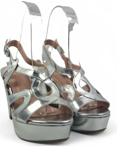 TIMBOS SANDALIA TACON PLATAFORMA FIESTA MUJER COLOR PLATA 132132 PLATEADO