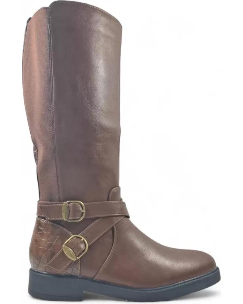 TIMBOS BOTA PLANA DE MUJER COLOR CUERO 132108 MARRóN