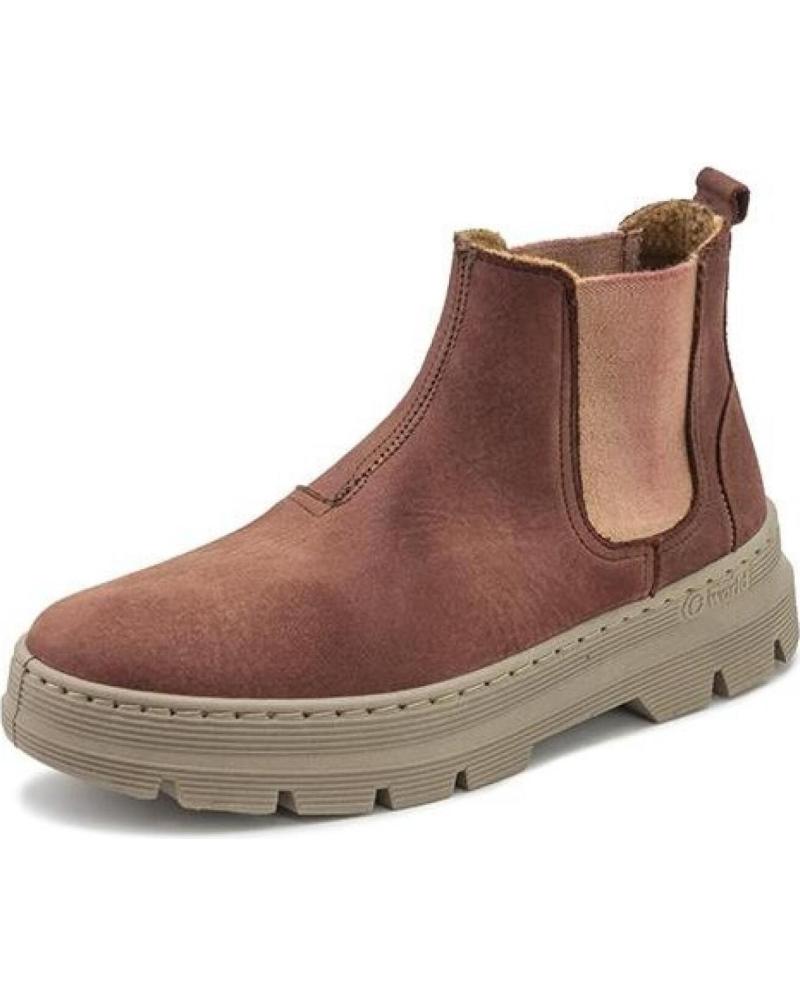 NATURAL WORLD 7182 U 55 PEONIA- BOTA UNISEX DE NAPA TIPO CHELESA CON FORRO TEJA