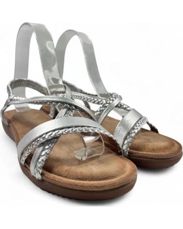 TIMBOS SANDALIA PLANA COMODA DE MUJER PLATA 131647 PLATEADO
