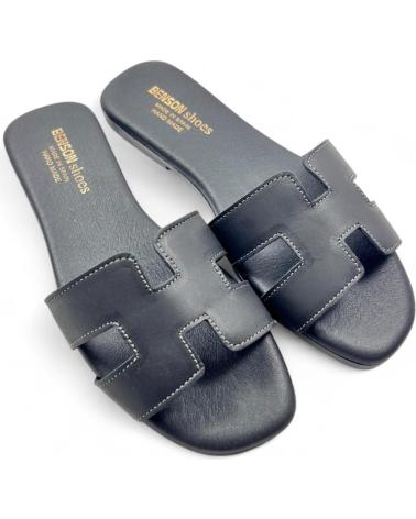 TIMBOS SANDALIA PLANA DE PIEL DE MUJER 131468 NEGRO