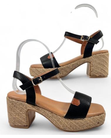 TIMBOS KEILABSATZ-SANDALE ESPARTO MODELL 131395 SCHWARZ NEGRO