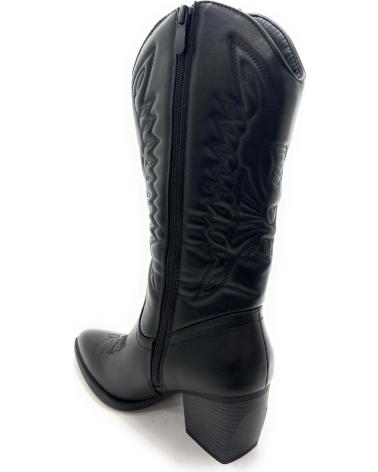 CHIC VISION BOTAS COWBOY MUJER ANTELINA GRABADA TACO NEGRO