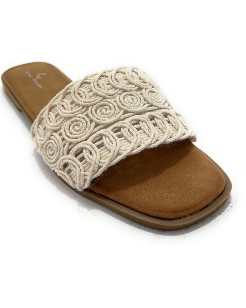 CHIC VISION SANDALIA ZUECO PLANO TEXTIL CONFORT BEIGE