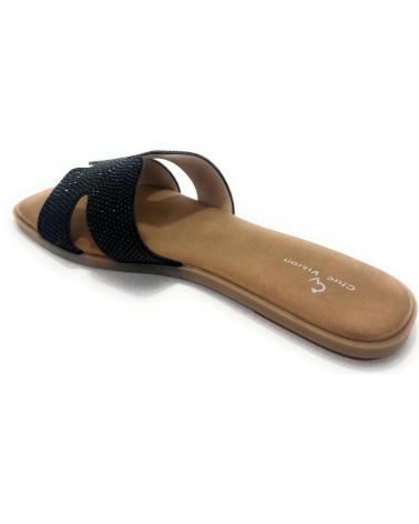 CHIC VISION SANDALIAS ZUECO PLANOS BRILLANTES CONFOR NEGRO