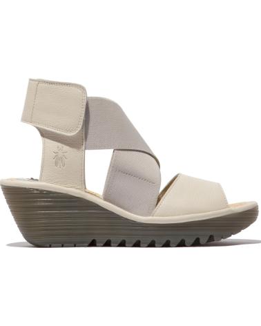 FLY LONDON YUBA 385 WHITE WEDGE SANDAL BLANCO