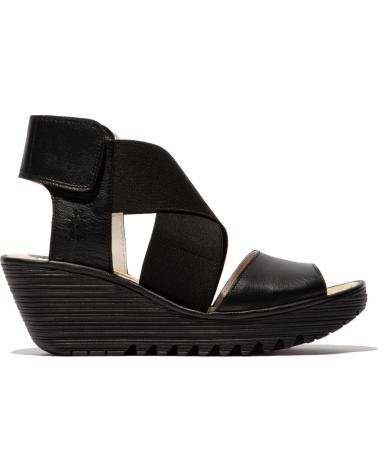 FLY LONDON YUBA 385 WEDGE SANDAL BLACK NEGRO