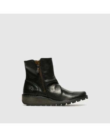 FLY LONDON MON - BLACK LEATHER ZIP BOOT NEGRO