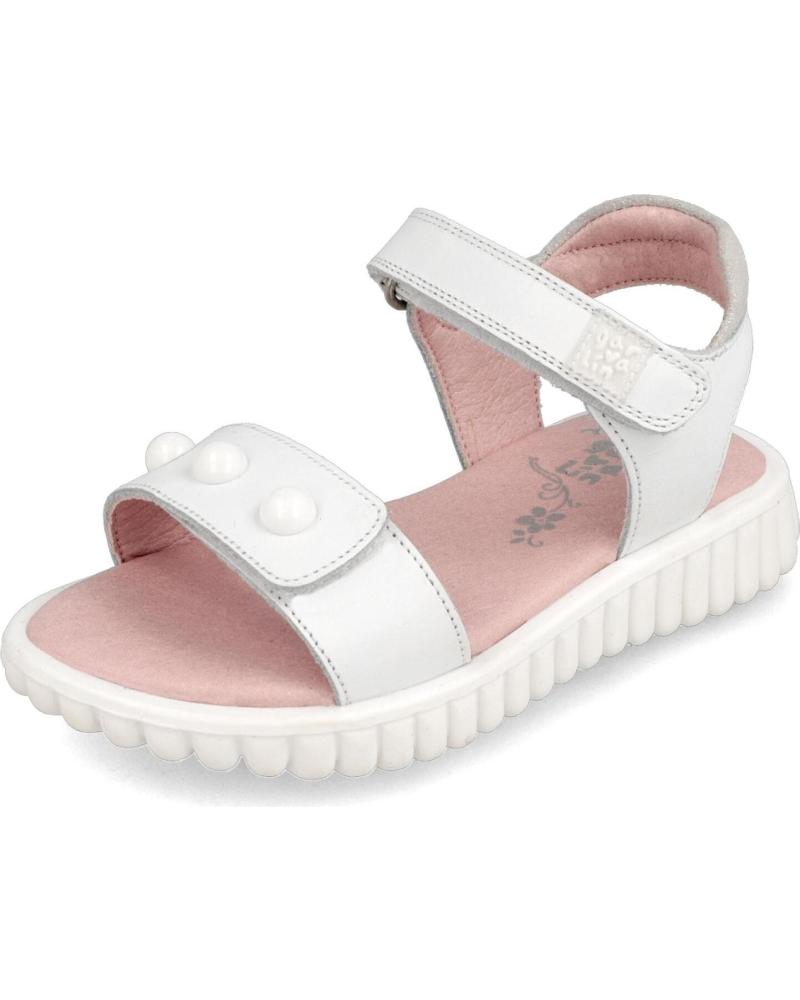 GIRL'S SANDAL GARVALIN 202645 WHITE WITH HOOK-AND-LOOP CLOSURE BLANCO