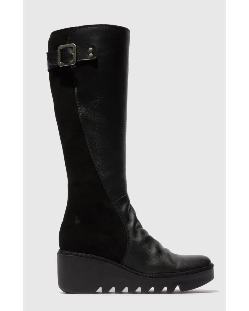 BOTA ALTA FLY LONDON BEFY NEGRA CON CUÑA NEGRO