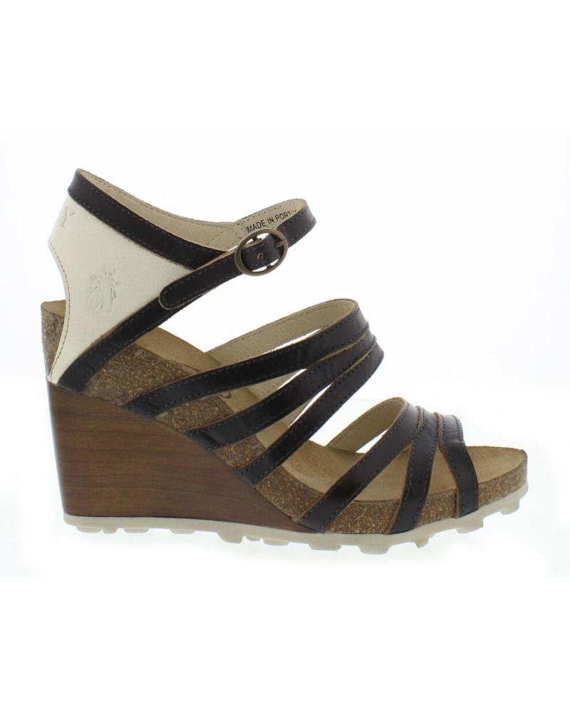 FLY LONDON WEDGE SANDAL ANKE 617 BLACK NEGRO