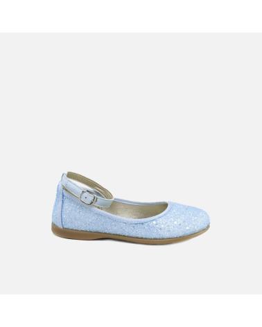 ELI GLITTER SKY BALLERINAS 1957 LIGHT BLUE WITH ANKLE STRAP AZUL CLARO
