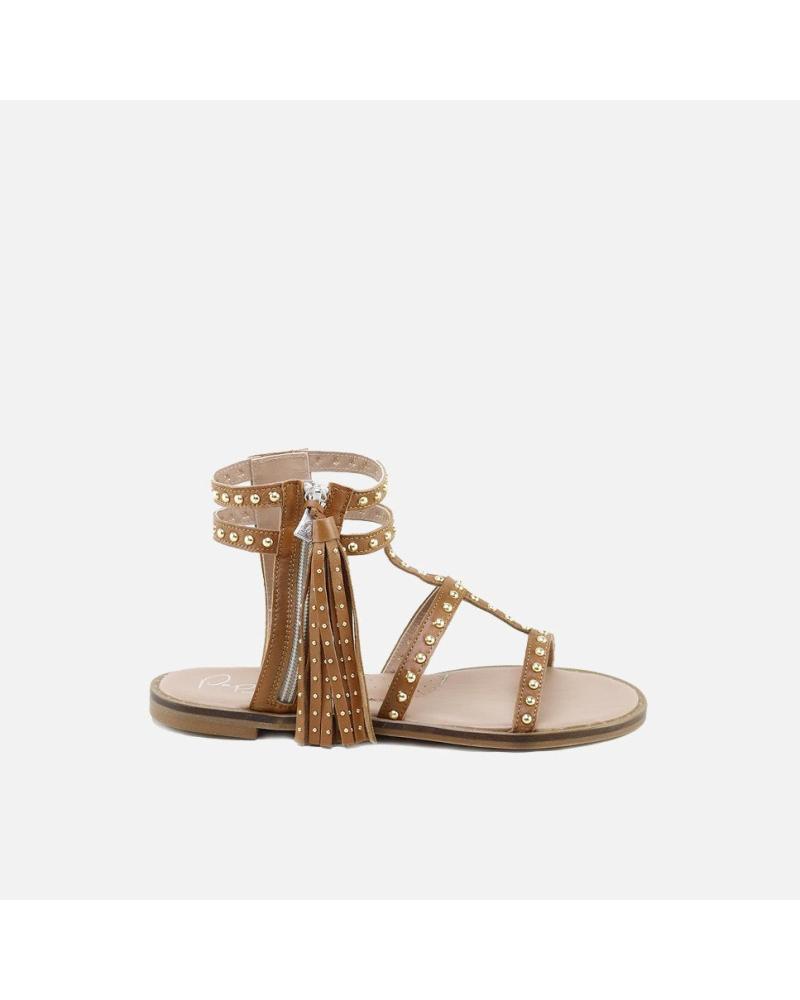 SANDALE ELI AVEC CLOUS ET POMPON 1957 MARRON MARRON