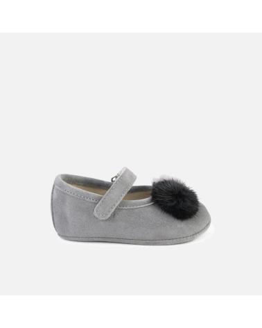 ELI BABY-SPANGENSCHUHE MODELL 1957 GRAU MIT POMPONS GRIS