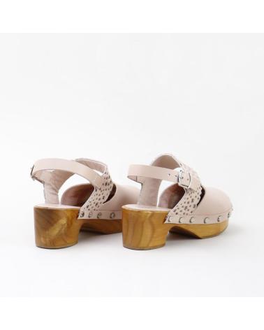 ELI 1957 NUDE PERFORATED NATURAL LEATHER CLOGS NUDE