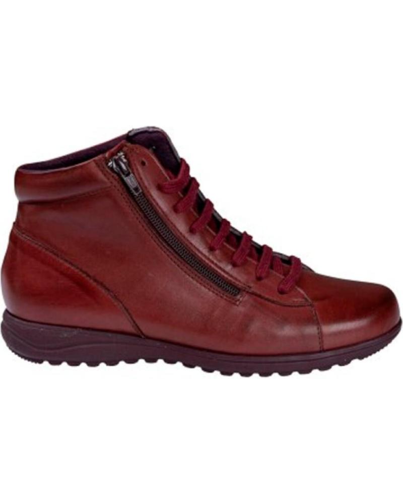 FLACHE STIEFELETTE PITILLOS 20214 BORDEAUX ROT MIT REISSVERSCHLUSS UND SCHNÜRSENKELN ROJO