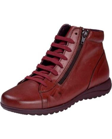 FLACHE STIEFELETTE PITILLOS 20214 BORDEAUX ROT MIT REISSVERSCHLUSS UND SCHNÜRSENKELN ROJO
