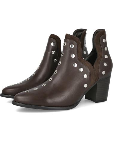 BUONAROTTI S-5524 BOTINES CALADOS CON TACHAS DE TACON MUJER MARRON