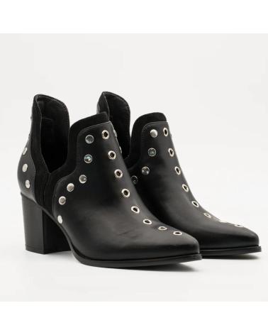 BUONAROTTI S-5524 BOTINES CALADOS CON TACHAS DE TACON MUJER NEGRO