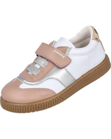 TITANITOS ZAPATILLAS CASUAL 2727 PIEL CERO BLANCO CON DETALLE ANIMAL PRINT BLANCO