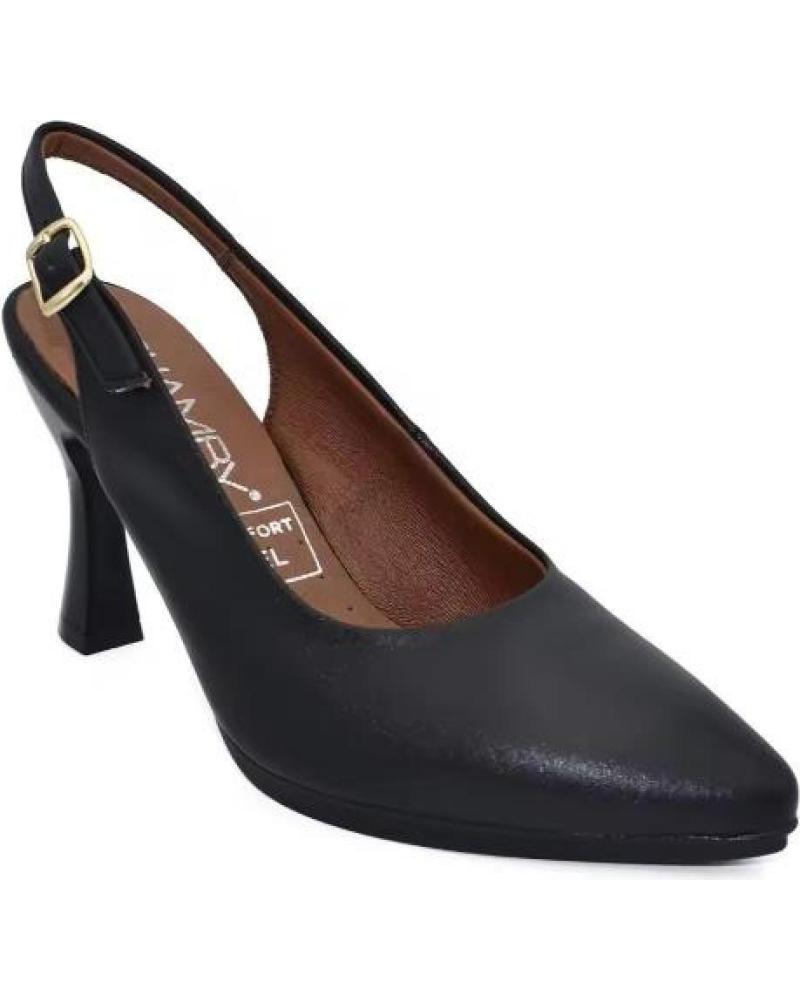 CHAMBY SCARPE SLINGBACK TACCO PELLE DONNA NERO NEGRO