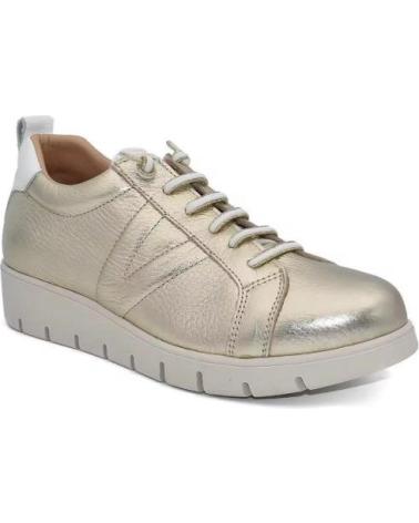 CHAMBY ZAPATILLAS DE PIEL BLANCAS PARA MUJER CON PLATAFORMA LIGERA PLATEADO