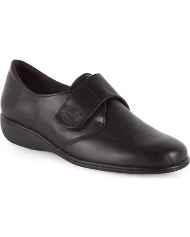 PIE DE ANGEL ZAPATOS DE MUJER DE PIEL CON VELCRO COMODOS Y LIGEROS TALLAS NEGRO