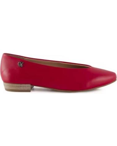CHAMBY ZAPATOS DE MUJER DE PIEL CON TACON BAJO ELEGANTES Y COMODOS ROJO