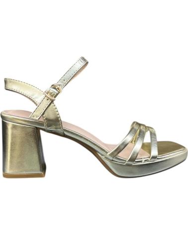 CALZADOMANIA SANDALIA DE TACÓN ANCHO CON TIRAS DORADAS ORO