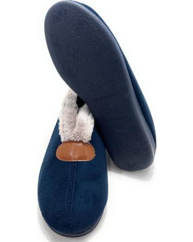 ALCALDE GESCHLOSSENE HAUSSCHUHE BLAU MIT PELZKRAGEN AZUL