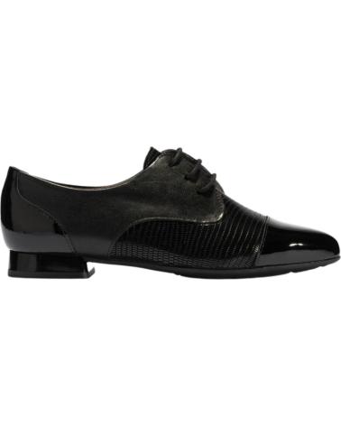 Zapatos de Mujer PITILLOS BLUCHERS DE PUNTA FINA CON TACON BAJO CHAROL-TEJUS-LUCIDO NE NEGRO