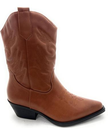 CHIC VISION BOTA CORTA COWBOY GRABADA CREMALLERA TAC MARRóN