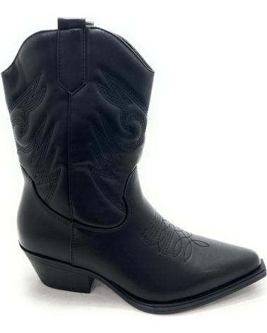 CHIC VISION BOTA CORTA COWBOY GRABADA CREMALLERA TAC NEGRO