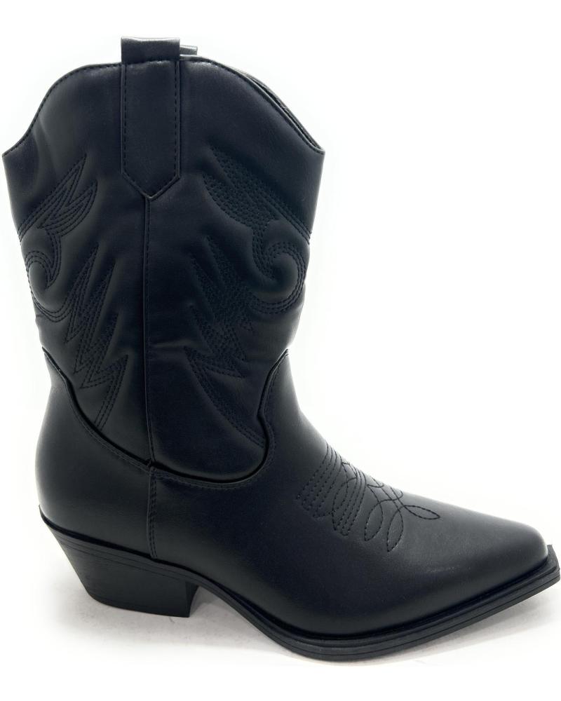 CHIC VISION BOTA CORTA COWBOY GRABADA CREMALLERA TAC NEGRO