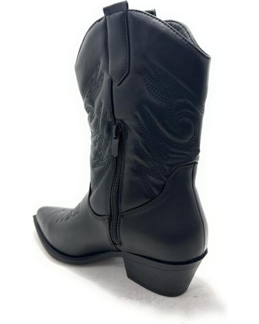 CHIC VISION BOTA CORTA COWBOY GRABADA CREMALLERA TAC NEGRO