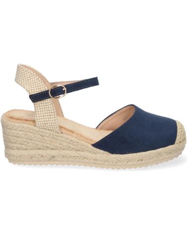 SANDALO PUNTOSALAO CON ZEPPA BASSA IN IUTA DA DONNA, COLORE BLU NAVY CON TEXTURE VARIE VARIOS COLORES