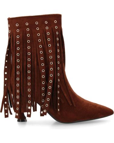 PUNTOSALAO WOMEN'S ANKLE BOOTS WITH FINE HEEL, MID CALF, FRINGES, AND STUDS VARIOS COLORES