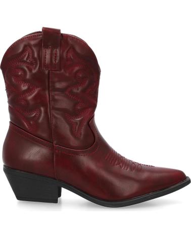 BOTTINES STYLE WESTERN PUNTOSALAO MI-MOLLET TALON MOYEN FEMME BORDEAUX VARIOS COLORES