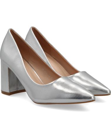 PUNTOSALAO ZAPATOS PLATEADOS DE TACON COMODO ESTILO SALON Y PUNTA FINA VARIOS COLORES
