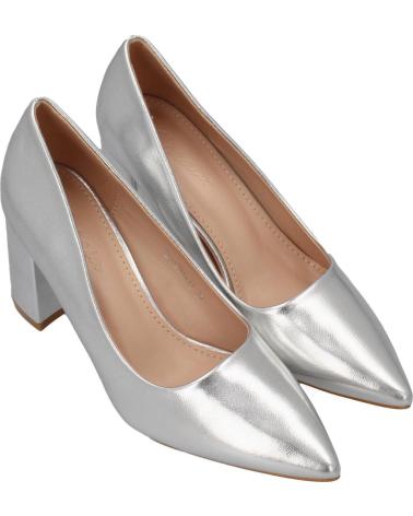 PUNTOSALAO ZAPATOS PLATEADOS DE TACON COMODO ESTILO SALON Y PUNTA FINA VARIOS COLORES