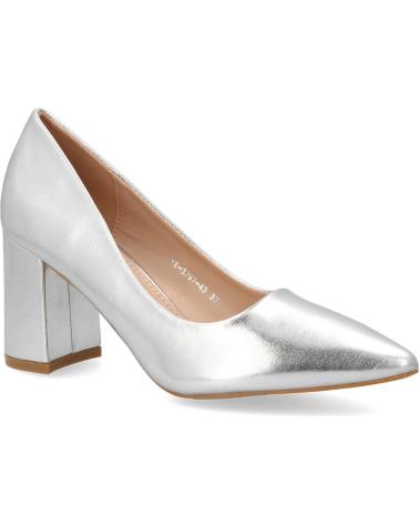 PUNTOSALAO ZAPATOS PLATEADOS DE TACON COMODO ESTILO SALON Y PUNTA FINA VARIOS COLORES