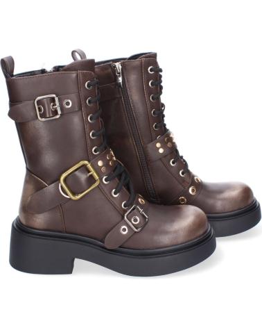 PUNTOSALAO BOTINES ESTILO MILITAR HEBILLAS PARA MUJER COLOR MARRON 5212 VARIOS COLORES