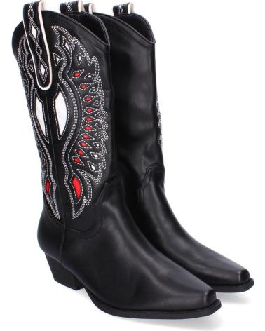 PUNTOSALAO BOTAS DE TACON ESTILO COWBOY CAMPERAS MUJER COLOR NEGRO A-33 VARIOS COLORES
