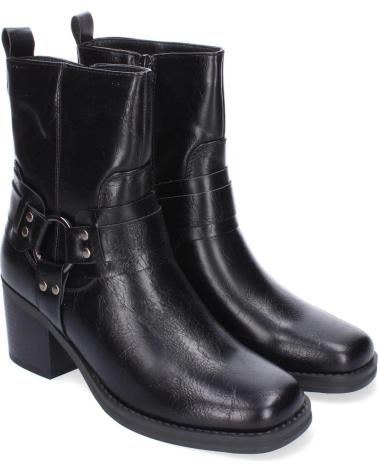 PUNTOSALAO BOTINES DE TACON MEDIO ESTILO MOTERO MUJER COLOR NEGRO 4320 VARIOS COLORES