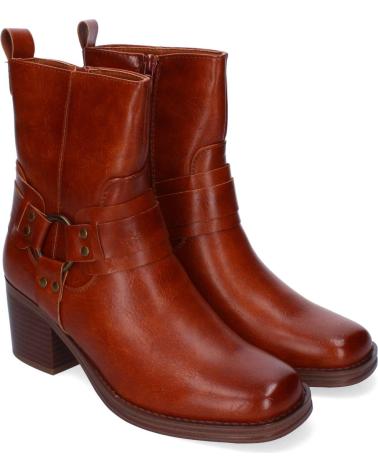 PUNTOSALAO BOTINES DE TACON MEDIO ESTILO MOTERO MUJER COLOR CAMEL 4320 VARIOS COLORES