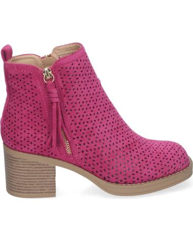 PUNTOSALAO BOTINES DE TACON BAJO CALADOS COLOR FUCSIA PARA MUJER VR002 VARIOS COLORES