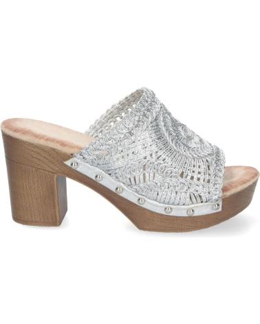 PUNTOSALAO ZUECOS PLATEADOS DE TACON COMODO PARA MUJER DB-3178 VARIOS COLORES