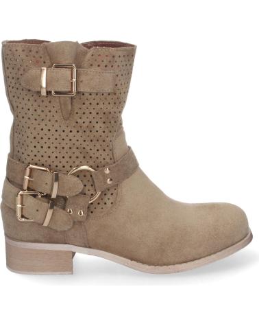 PUNTOSALAO BOTINES DE TACON BAJO CALADOS ESTILO MOTERO MUJER COLOR CAQU VARIOS COLORES